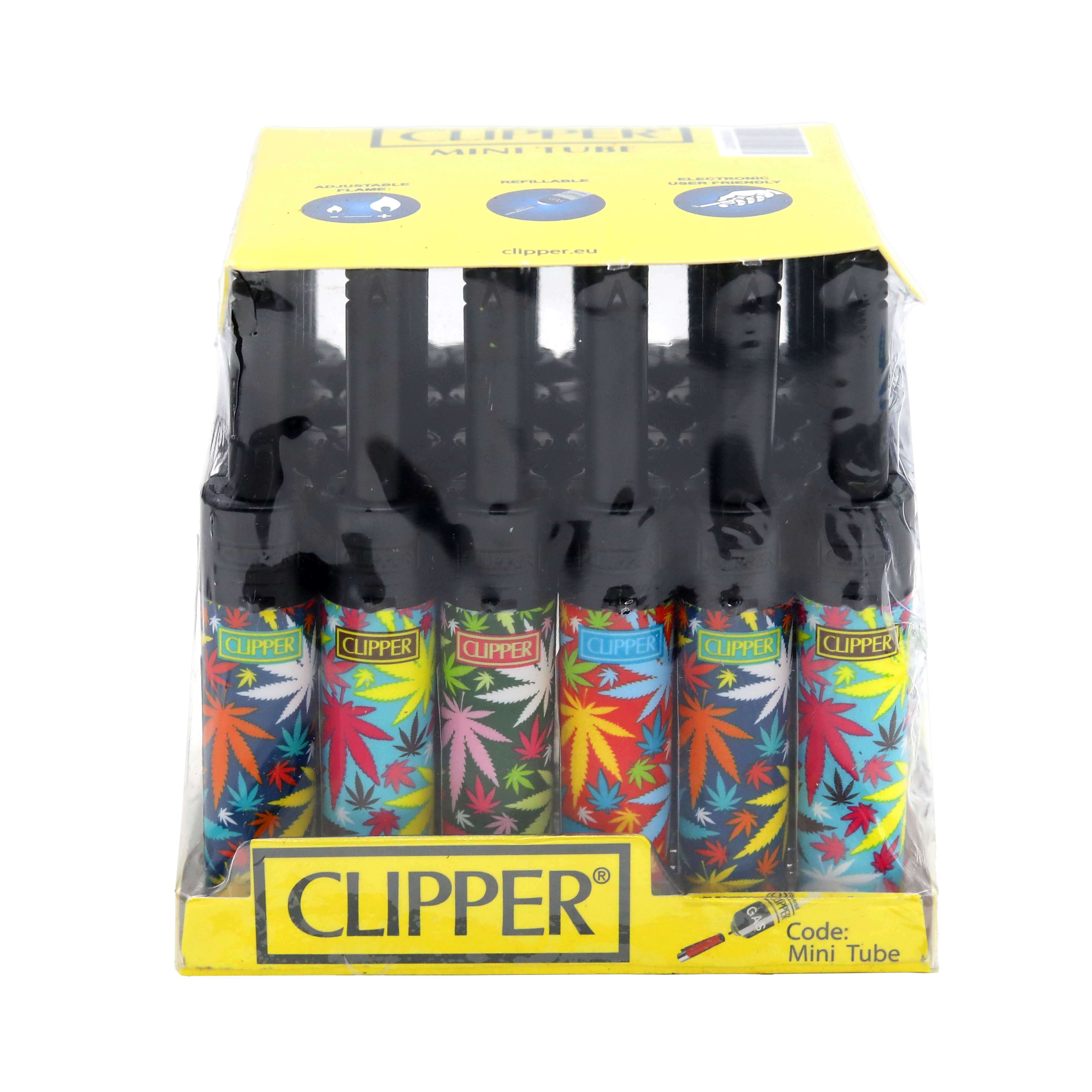 Clipper Mini Tube Top Lighter | 24 Count Display | Leaves product image